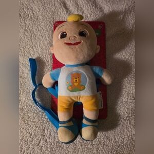 Cocomelon Plush Harness Backpack with Blue and Yellow Outfit